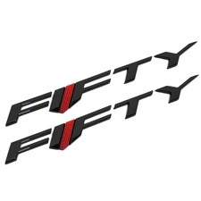 2Pc FIFTY Side Fender Emblem Badge Nameplate Logo Sport Ornament Black
