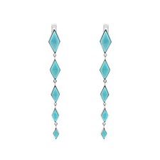Arizona Turquoise Gemstone Long Dangle Earrings KITE 925 Silver Sterling Jewelry