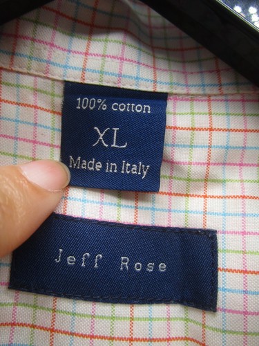 Jeff Rose Shirt Men XL Beige Button Down Checkered Long Sleeve Woven Italy * - Picture 10 of 11
