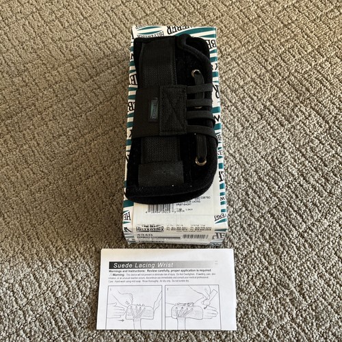 Hely & Weber Black Suede Lacing Wrist Brace - Short - New 434B-RT-S Size Small