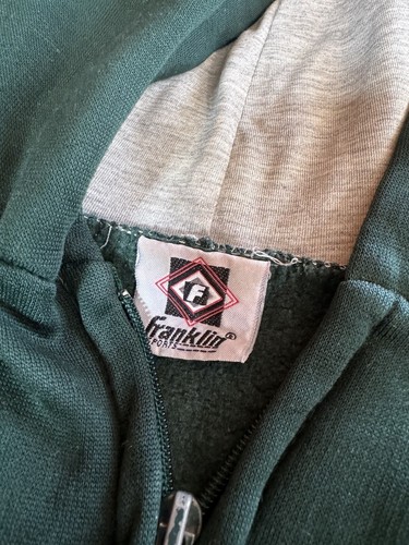 Y2K VTG Franklin Zip Hoodie Green Cut Tag Size Small - Picture 2 of 3