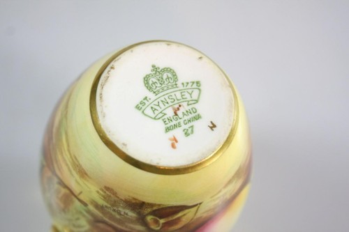 AYNSLEY ORCHAR FRUIT GOLD GILDED VASE signed N. BRUNT pattern rare - Picture 11 of 12