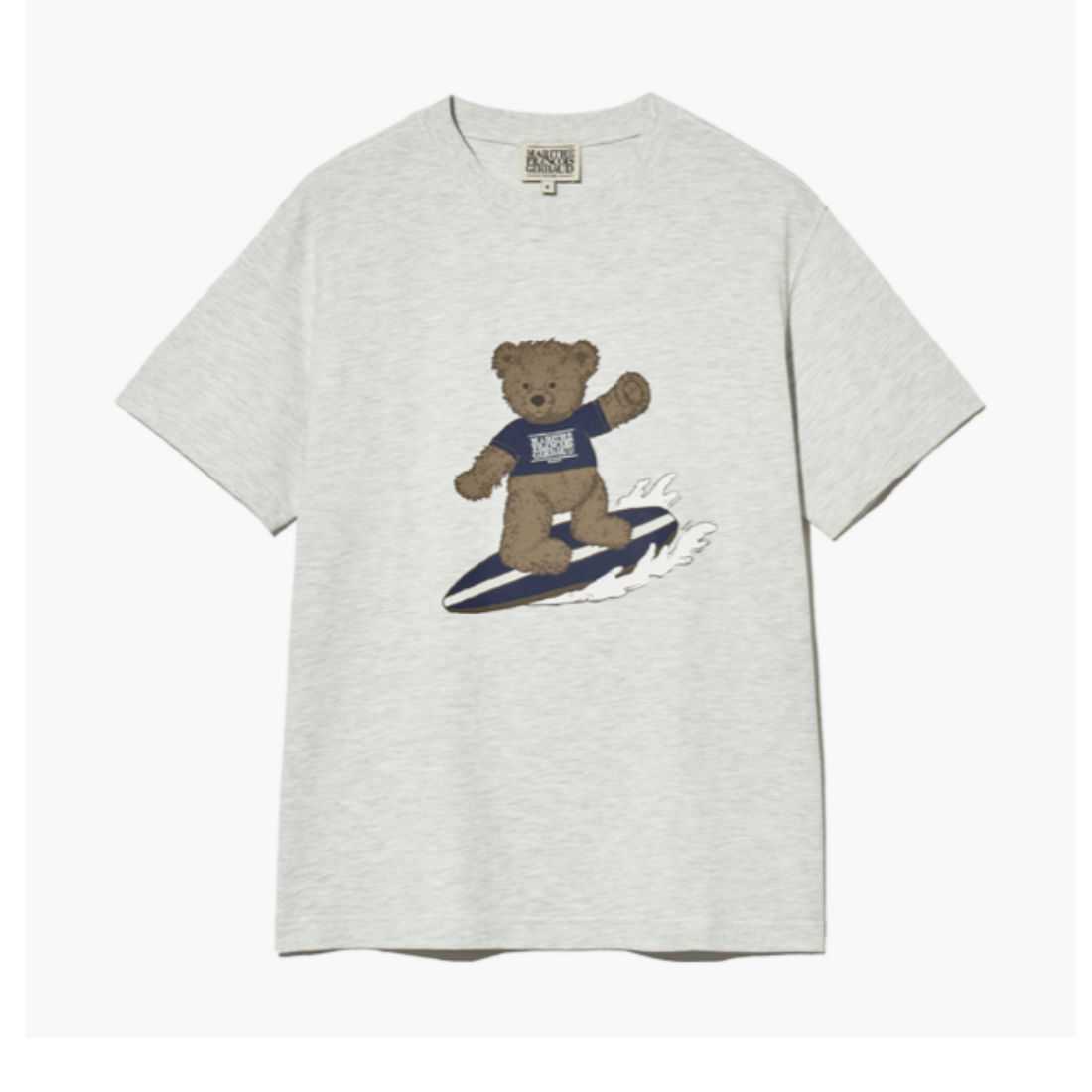 【MARITHE】 SURFING DOODLE BEAR TEE★ Cha eunwoo x Marithe SURFING DOODLE BEAR TEE Light Heather
