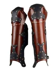 Medieval Knight Greaves - Leather Leg Guard Armor for LARP 4 mm thick leather