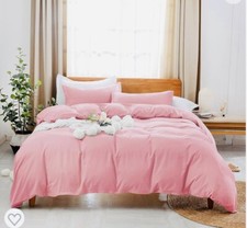 Pink Duvet Covers King Size 3 Pieces Bedding Set with Zipper Corner No Comfort