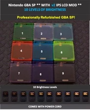 Nintendo Game Boy Advance GBA SP V2 IPS MOD System 10 Level Brightness clr color