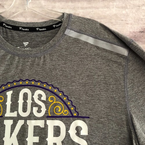 Fanactics Los Angeles Lakers Shirt XL Mens Gray Yellow Los Lakers LA NBA 2019 - Picture 4 of 11