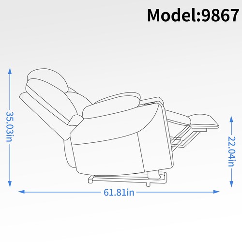 Blue-gray Up to 350 LBS Chenille Power Lift Chair Recliner Motion - Picture 4 of 21