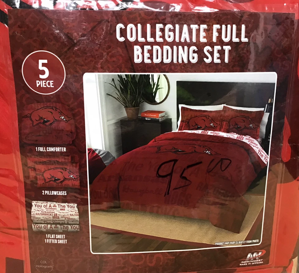 Juego de cama completo universitario de 5 piezas Arkansas Razorbacks Foto 2 de 2