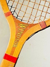E. Kent 'Windsor" Antique Tennis Racquet with Red Shoulder Wrappings 1930s