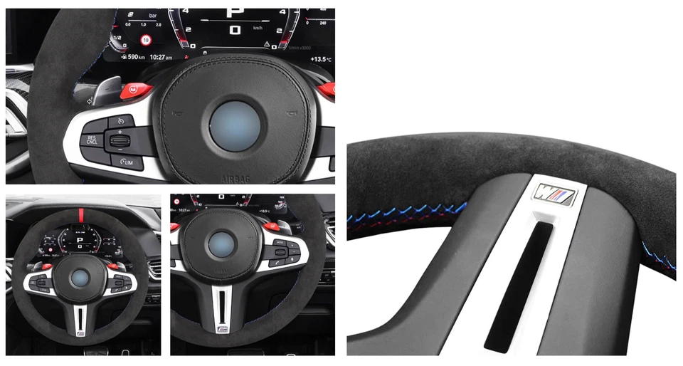 BMW Steering Wheel Cover Black Alcantara Hand-stitched Suede For G20 G80 m340i - Image 3 of 4