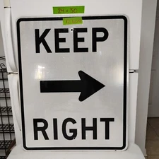 Road Traffic Street Sign Authentic Retired Keep Right 24"X30"  12-609