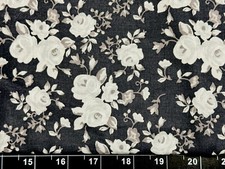 Tina Scrap 9"x21" Rose Garden Floral Flower Gray White Spring COTTON Fabric