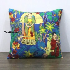 Blue Frida Kahlo Cotton Cushion Covers Pillowcase Indian Home Decorative Covers