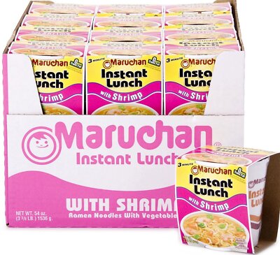 Maruchan Instant Lunch Ramen Noodles with Vegetable, Shrimp, Pack of 24