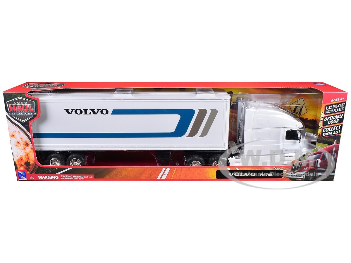 VOLVO VN-780 TRUCK W/DRY VAN TRAILER WHITE 1/32 DIECAST