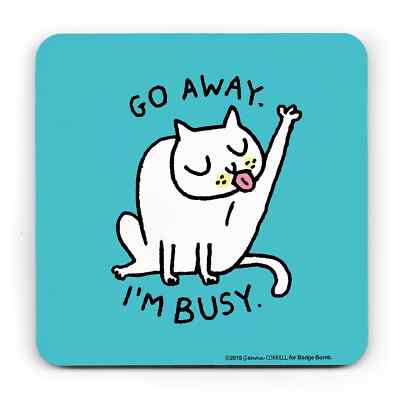 Gemma Correll - Go Away I'm Busy Katze Untersetzer tolles Geschenk Zuhause 4'' x 4''
