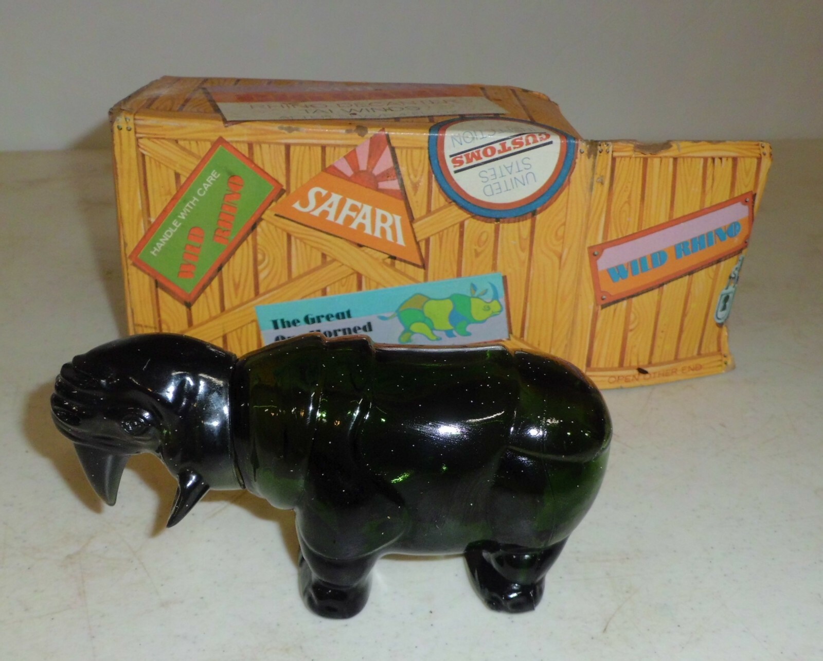 Vintage Avon Big Game Rhino Aftershave Decanter 4 fl oz NOS-image