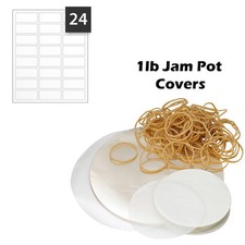 Jam Pot Jar 1lb Covers Set Preservers 96 Piece Transparent Waxed Labels Circles