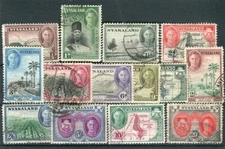 Nyasaland KGVI 1945 definitive set of 14 SG144/57 average to fine used
