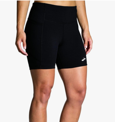 Brooks Moment 5'' Biker Short Tight Womens Athletic XL Black Pull On Stay-Put Fit