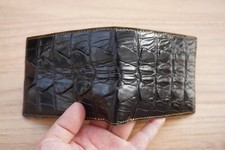 Real Alligator Crocodile Wallet SKIN Leather Bifold Men's Black Handmade D34