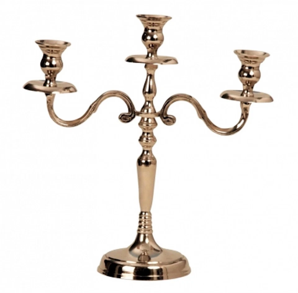 Kerzenständer 3-armig Kerzenleuchter 31 cm Leuchter Metall Silber Kandelaber