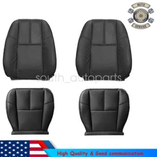 Driver & Passenger Leather Seat Cover Bottom &Top Black For 07-14 Silverado 1500