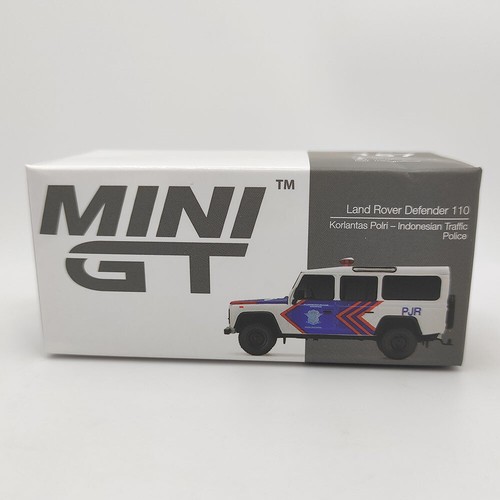 Diecast MINIGT 1/64 Scale Land Rover Defender Police Car Indonesian Police Model - Picture 14 of 15
