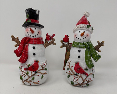 Snowman Figure with Cardinal, Gerson, Christmas, Winter 7'', NEW