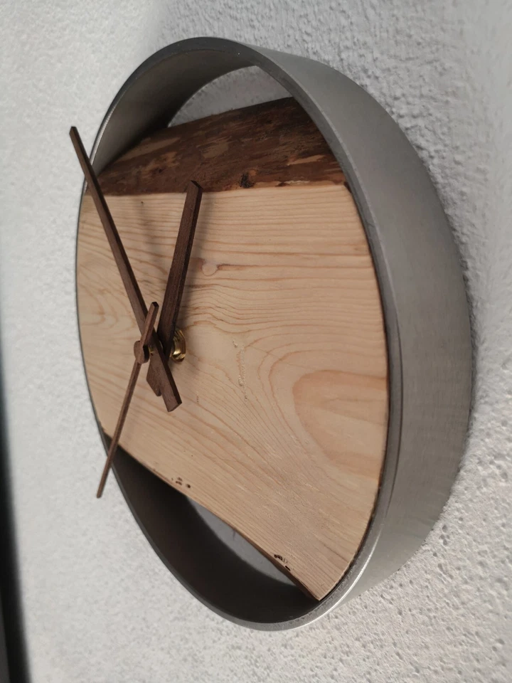 Wanduhr 03: Echtholz, Edelstahl, Handarbeit, Einzelstück, Durchmesser 22 cm - Bild 3 von 4