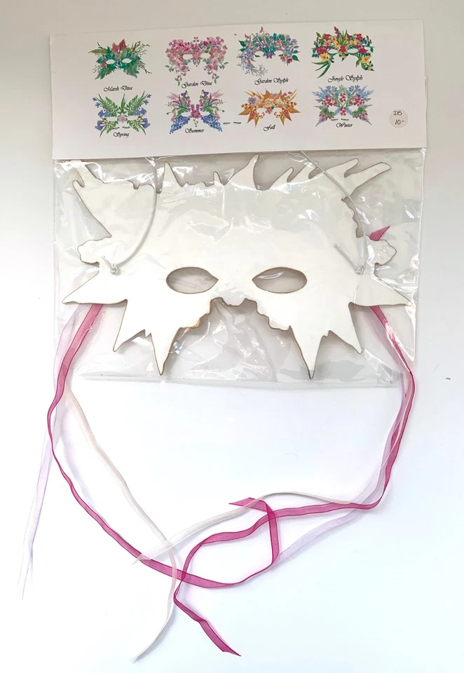Dress Up Floral Fairy Paper Mask with Ribbons Wearable Art Fall Fairy - Image 4 of 4
