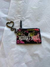 Victoria Secret black neon floral logo Card Case brand new 