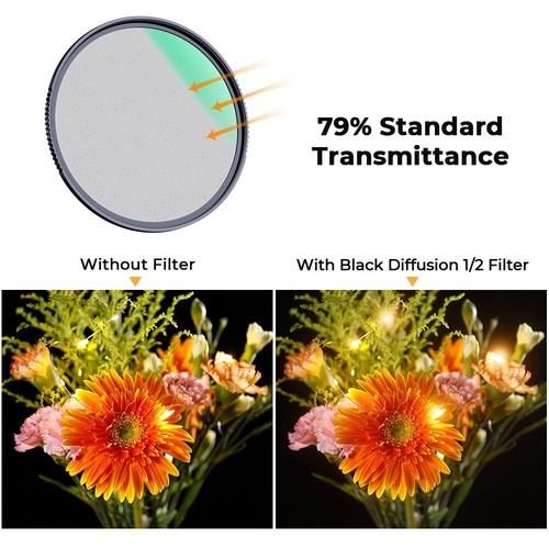 K&F Black Pro-Mist Filter1/2 Special Diffusion Effects Filter Nano-X 49mm-82mm - Picture 7 of 8