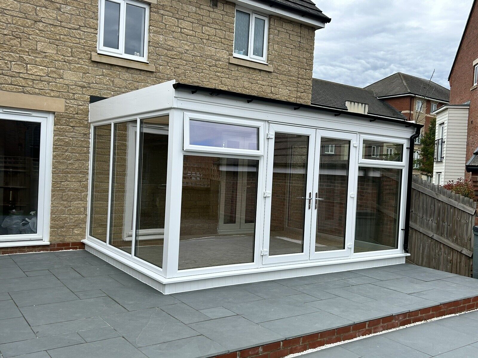 Conservatory Lean To Sunroom Fully Fitted With Warm Roof.