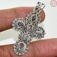 Solid 925 Sterling Silver Amethyst Vintage Style Pendant Jewelry 2 Ah617 Solid 925 Sterling Silver Amethyst Vintage Style Pendant Jewelry 2 Ah617