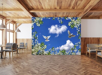3D Flower Branch Bird ZHUA5965 Wallpaper Wall Murals Removable Self-adhesive Ann