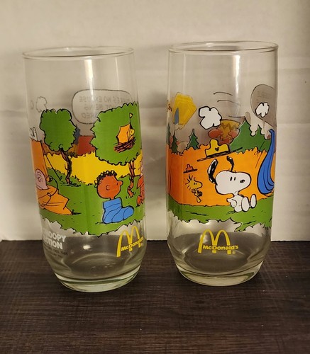 Peanuts Camp Snoopy Collection McDonald's Collectible Glasses x 2 Vintage - Picture 3 of 7