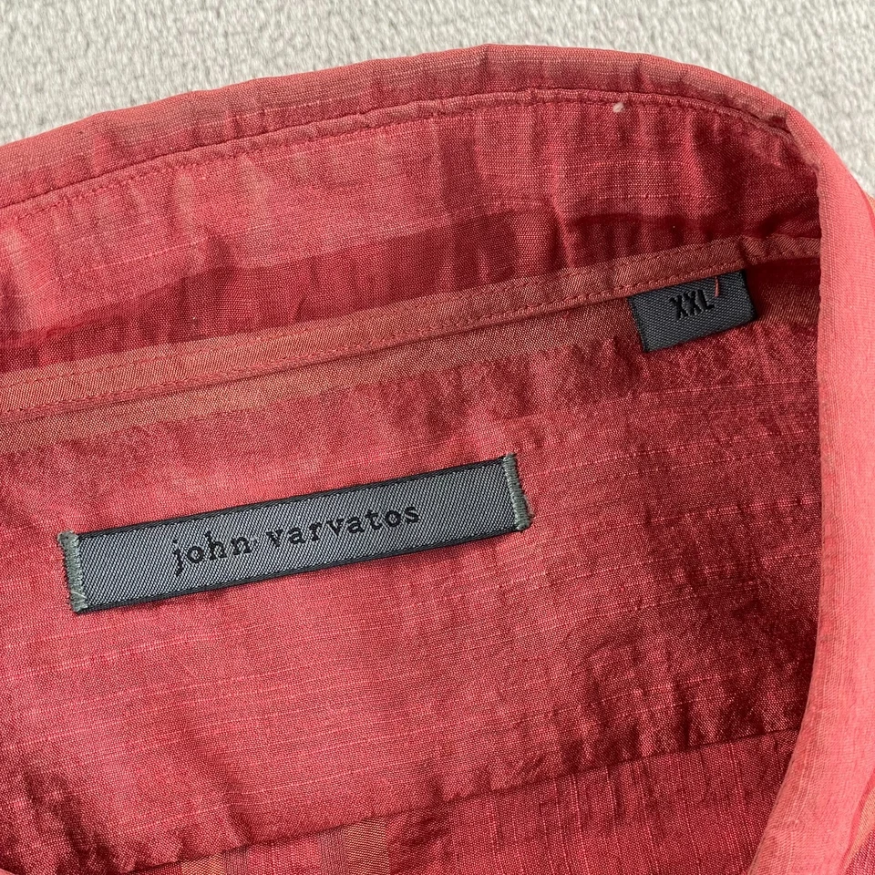 Camisa Colección John Varvatos Hombres 2XL Lino Mezcla Seda Rayas Diseñador $249 Foto 2 de 4
