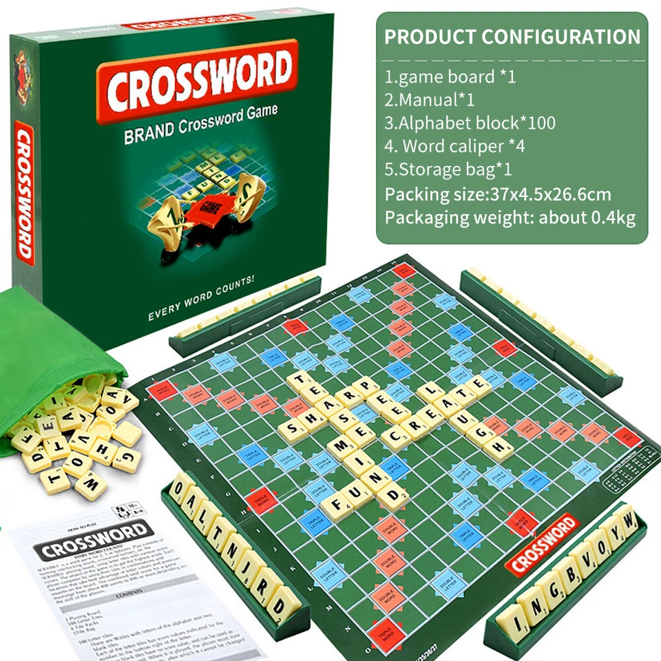 Classic Scrabble Board Game Perfect for Family Adults Kids Educational Puzzle - Image 2 of 4