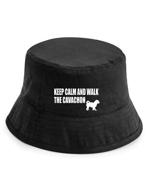 Keep Calm & Walk The Cavachon Fischerhut Hundeliebhaber Geschenk für Männer & Damen