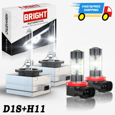For 2008-2013 2014 BMW X6 4x D1S+H11 Xenon HID Headlight+LED Fog Light Bulbs Kit