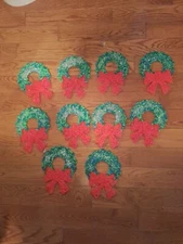 Lot Of 10 Vintage Melted Popcorn Christmas Wreaths