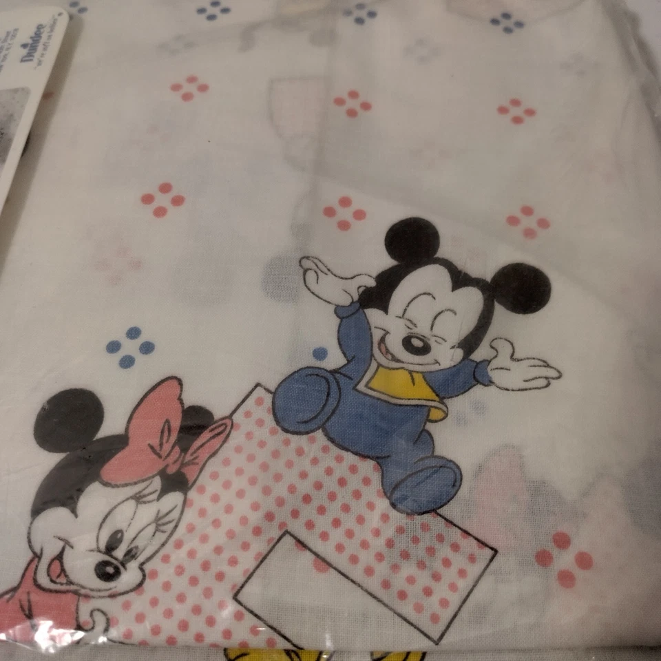 Sábana Cuna Dundee Vintage Bebés Disney 28x52 Blanca ABC Mickey Minne Nueva de Lote Antiguo Foto 4 de 4