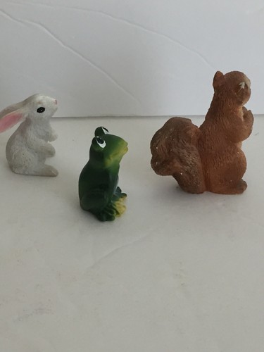 3 Animales Naturales Artesanía Miniatura Fiesta Favores-Ardilla Conejo Rana Sentada - Imagen 9 de 11