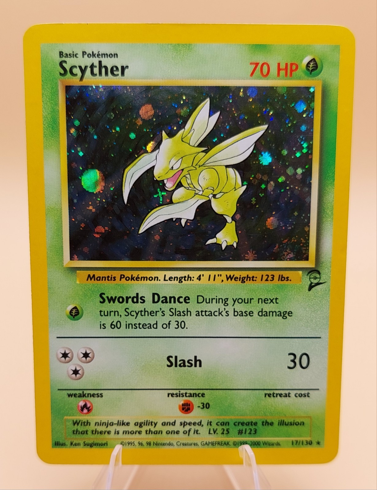 Scyther Base Set 2 Holo Rare No. 17/130 Pokemon Card - 2000