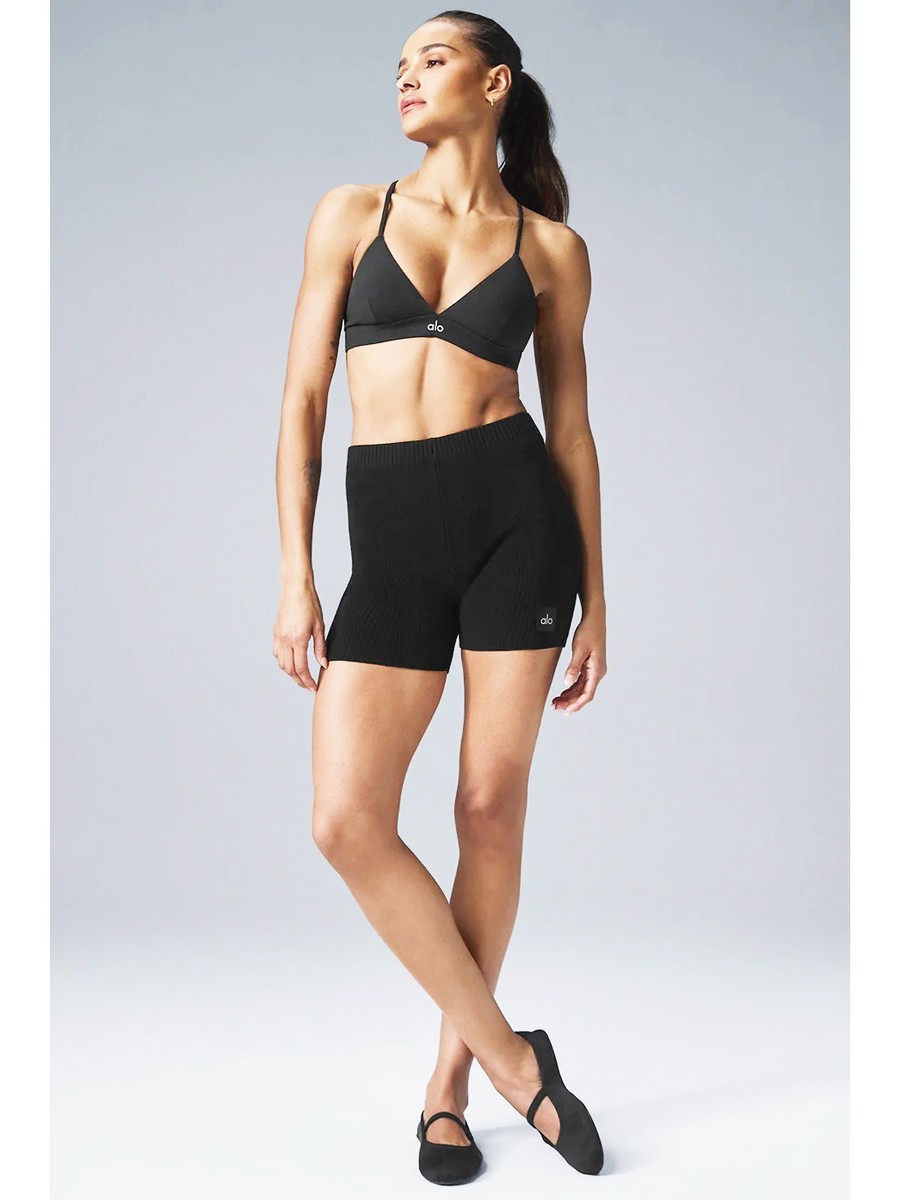 NEW ALO YOGA Black Cotton Nylon SCHOLAR Knit High Waist Active