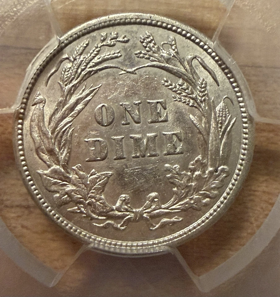 1906 Barber Dime PCGS AU55 – Mint Error Struck Through Grease - Image 4 of 4