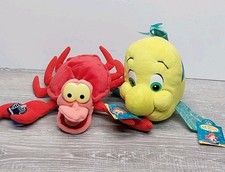 Vtg Little Mermaid Flounder  Sebastian Plush 10" w/ Tag NWT New 90s Applause