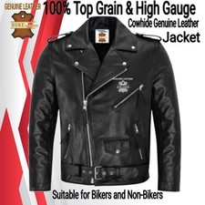Herren Lederjacke Marlon Brando genarbtes Rin...